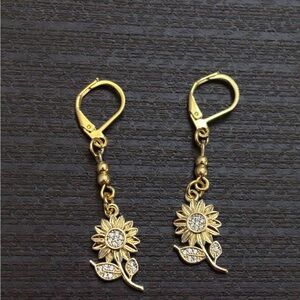 Gold Sunflower Earrings